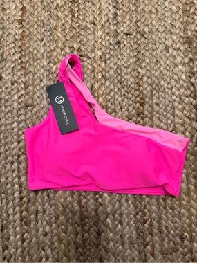 One-Shoulder Neon Pink Bikini Top